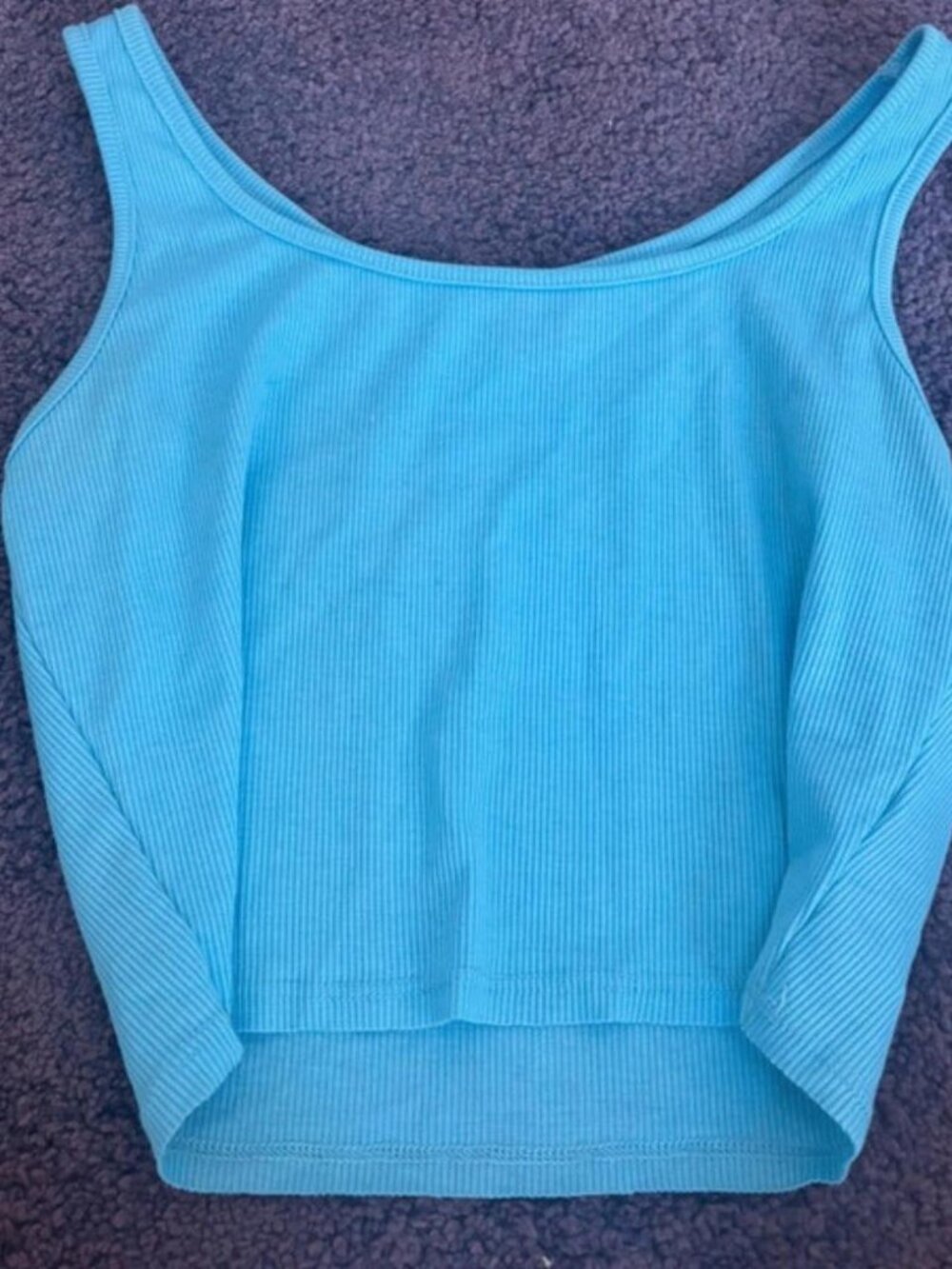 Blue ribbed crop top - Picture 2 of 2